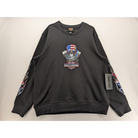 NWT Harley Davidson H-D American Pride Fleece Crew in Black size Large - Picture 3 of 8